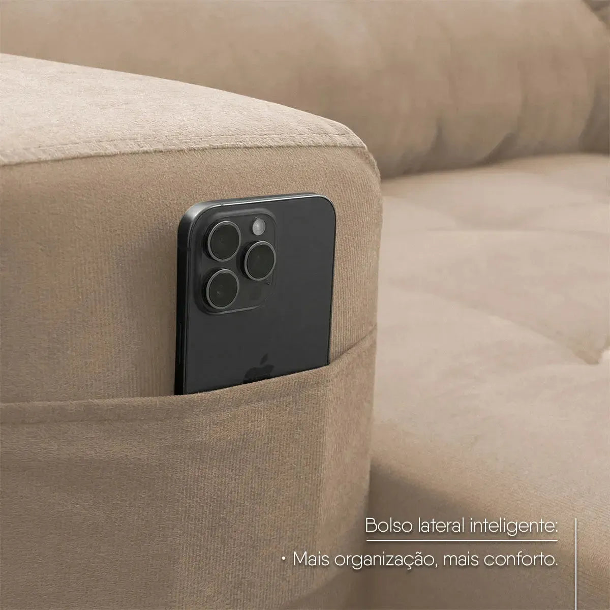 Sofá Retrátil Reclinável Arizona 2,30m Suede Velut Bege