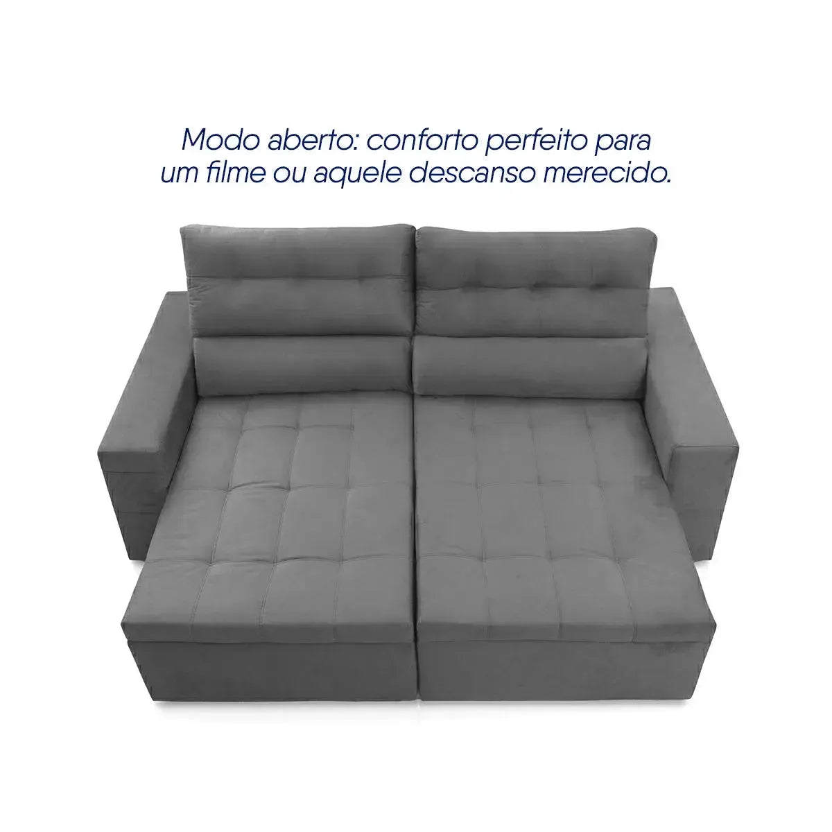 Sofá Retrátil Reclinável Arizona 2,30m Suede Velut Cinza