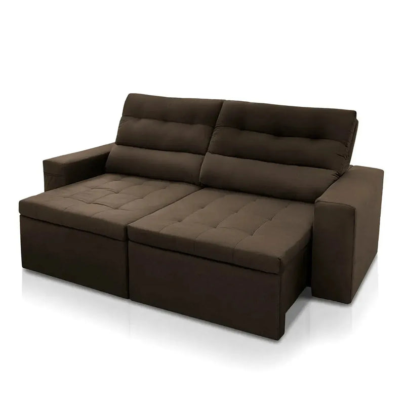 Sofá Retrátil Reclinável Arizona 2,30m Suede Velut Marrom