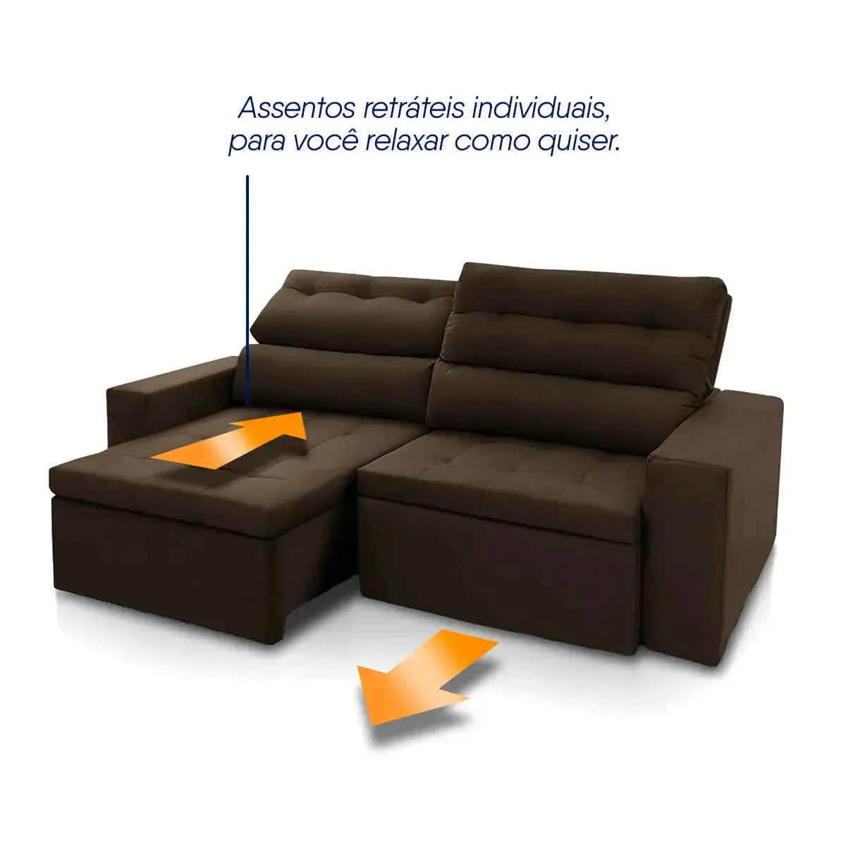 Sofá Retrátil Reclinável Arizona 2,30m Suede Velut Marrom