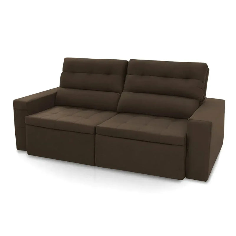 Sofá Retrátil Reclinável Arizona 2,30m Suede Velut Marrom