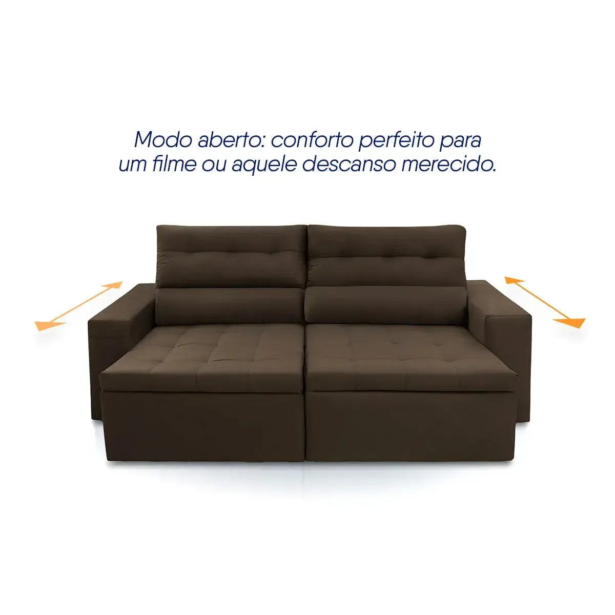 Sofá Retrátil Reclinável Arizona 2,30m Suede Velut Marrom