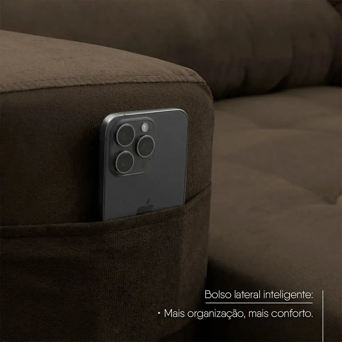 Sofá Retrátil Reclinável Arizona 2,30m Suede Velut Marrom