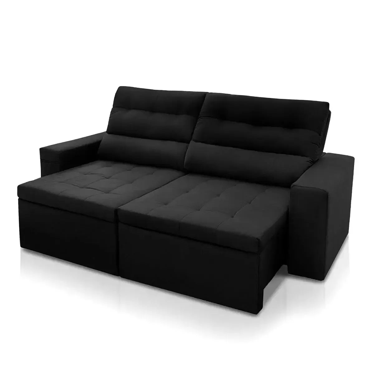 Sofá Retrátil Reclinável Arizona 2,30m Suede Velut Preto