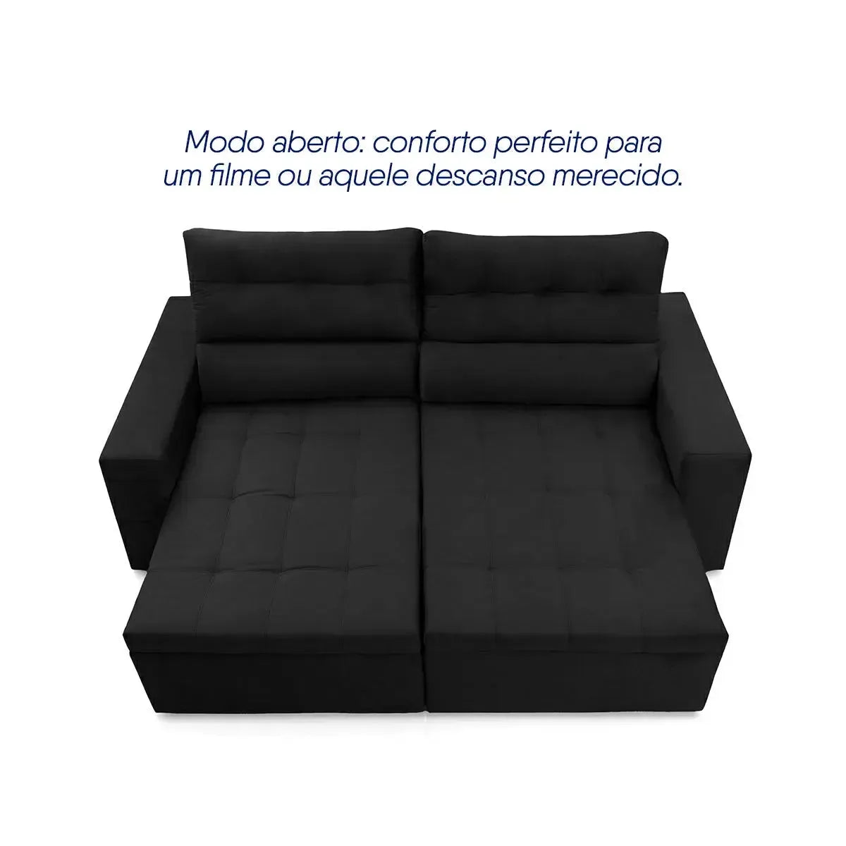 Sofá Retrátil Reclinável Arizona 2,30m Suede Velut Preto