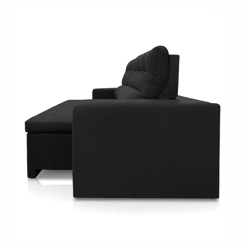 Sofá Retrátil Reclinável Arizona 2,30m Suede Velut Preto
