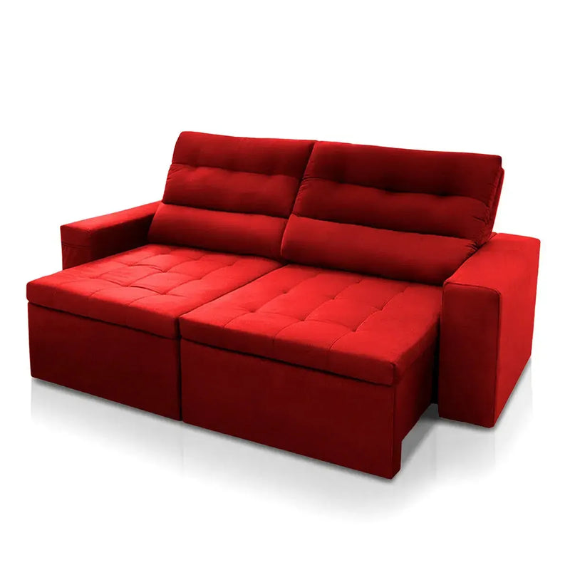 Sofá Retrátil Reclinável Arizona 2,30m Suede Velut Vermelho
