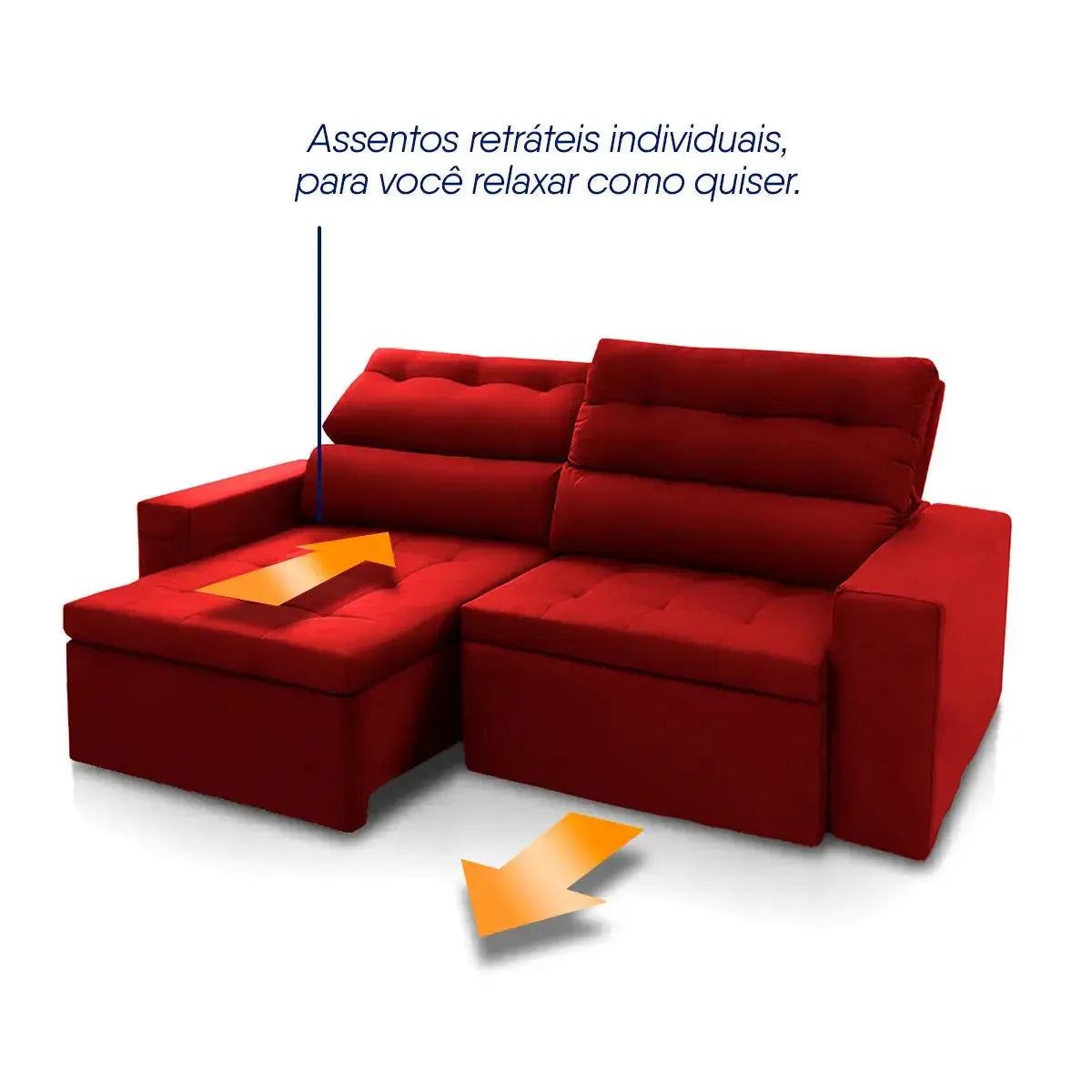 Sofá Retrátil Reclinável Arizona 2,30m Suede Velut Vermelho