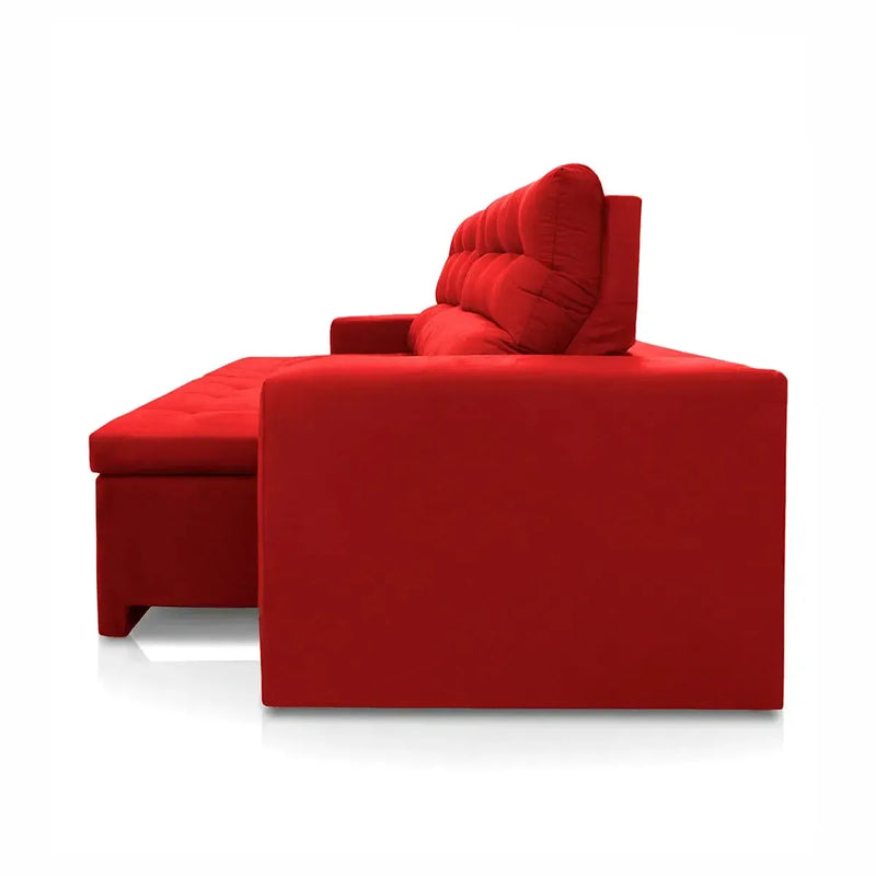 Sofá Retrátil Reclinável Arizona 2,30m Suede Velut Vermelho