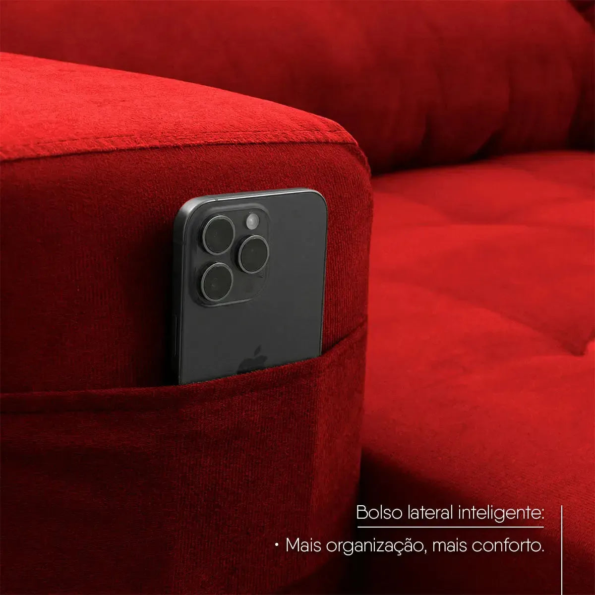 Sofá Retrátil Reclinável Arizona 2,30m Suede Velut Vermelho