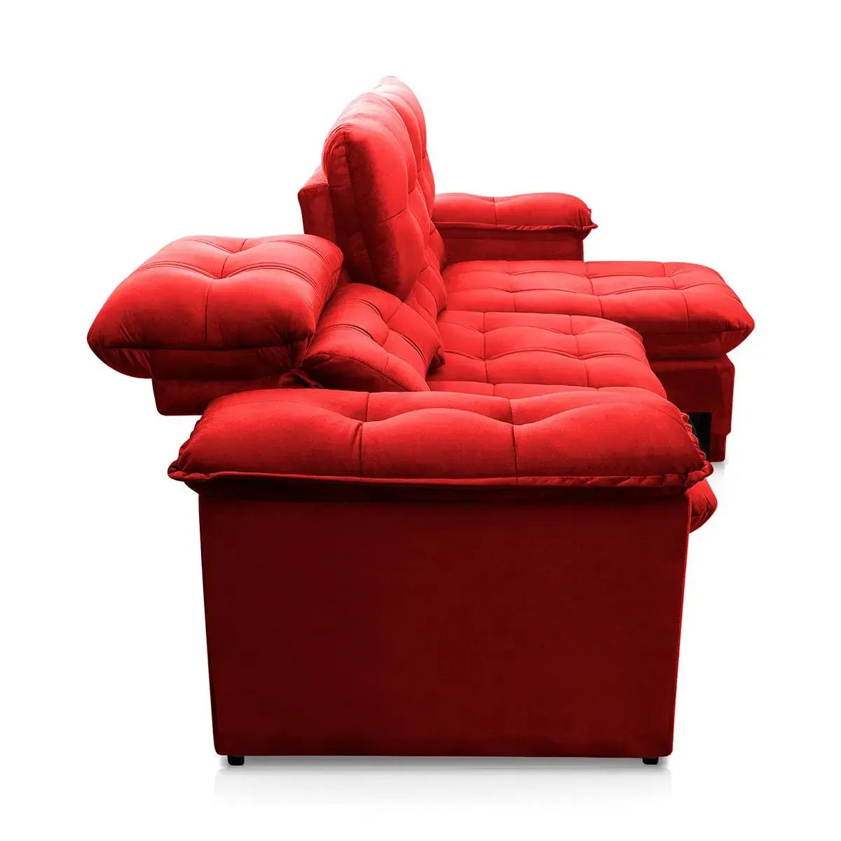 Sofá Retrátil Reclinável Atenas 2,30m Suede Velut Vermelho Molas no Assento