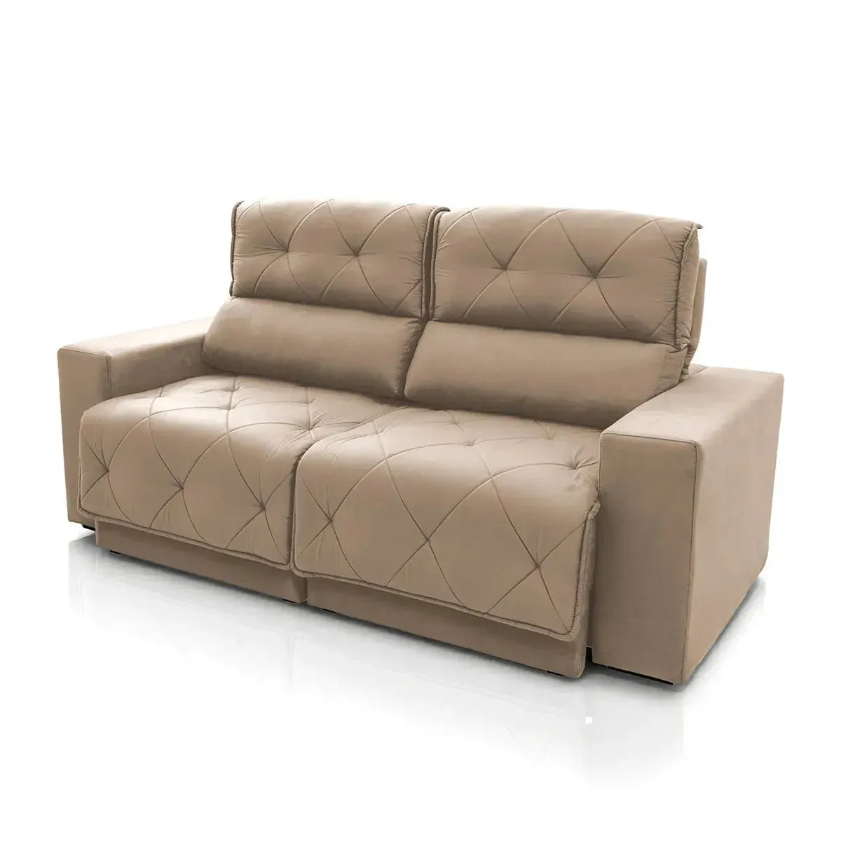 Sofá Retrátil Reclinável Belga 1,80m Suede Velut Bege Molas no Assento