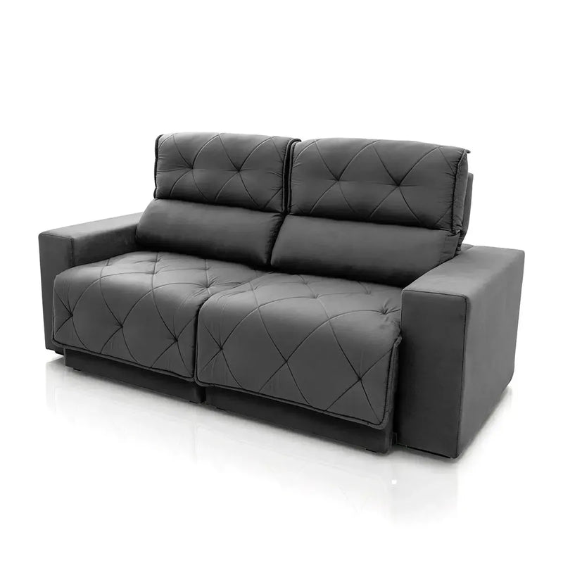 Sofá Retrátil Reclinável Belga 1,80m Suede Velut Cinza Molas no Assento