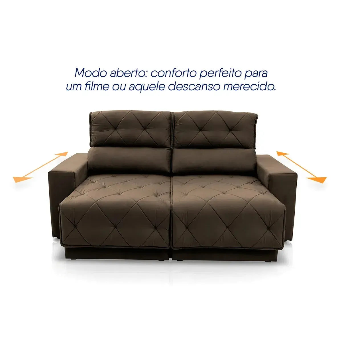 Sofá Retrátil Reclinável Belga 1,80m Suede Velut Marrom Molas no Assento