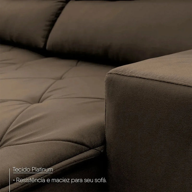 Sofá Retrátil Reclinável Belga 1,80m Suede Velut Marrom Molas no Assento