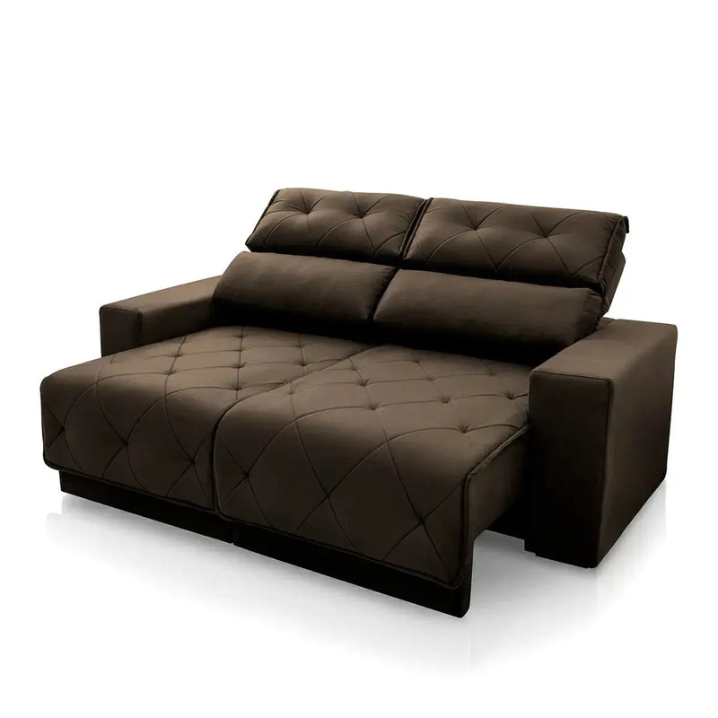 Sofá Retrátil Reclinável Belga 1,80m Suede Velut Marrom Molas no Assento