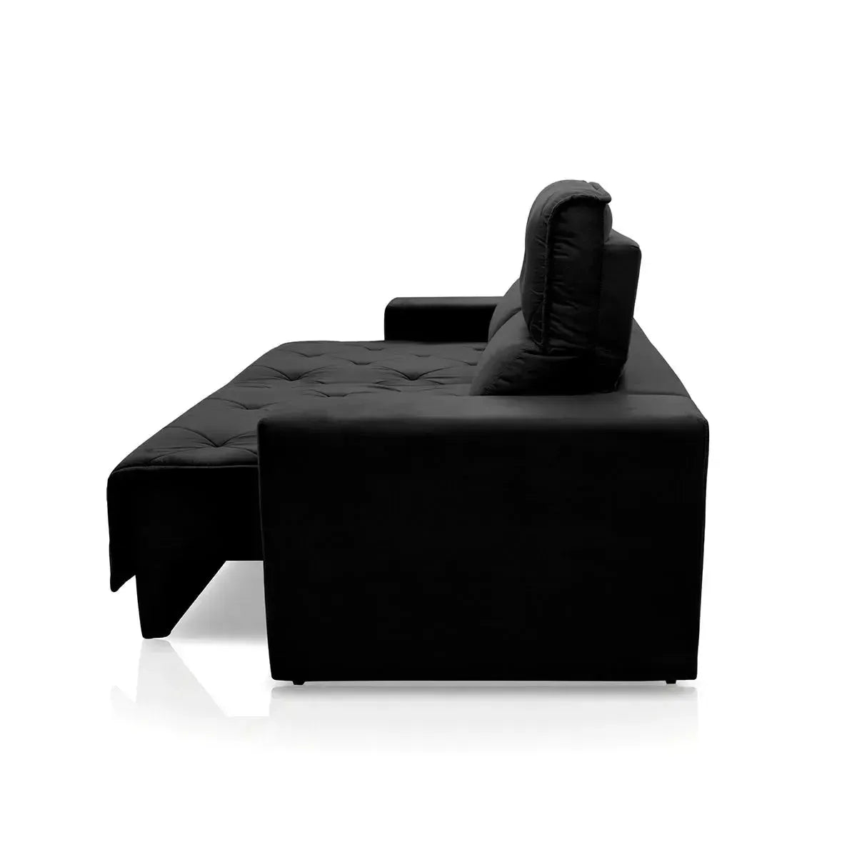 Sofá Retrátil Reclinável Belga 1,80m Suede Velut Preto Molas no Assento