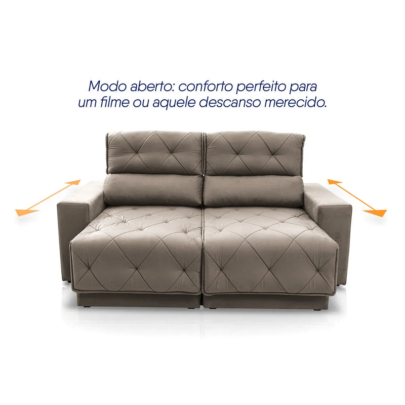 Sofá Retrátil Reclinável Belga 1,80m Suede Velut Tabaco Molas no Assento