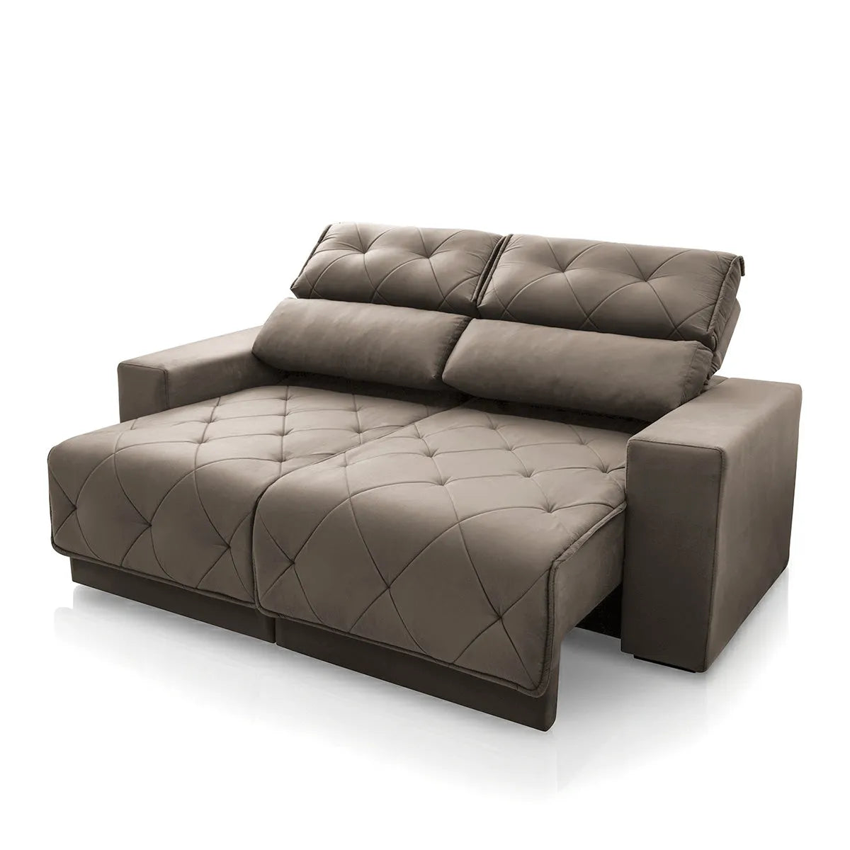 Sofá Retrátil Reclinável Belga 1,80m Suede Velut Tabaco Molas no Assento