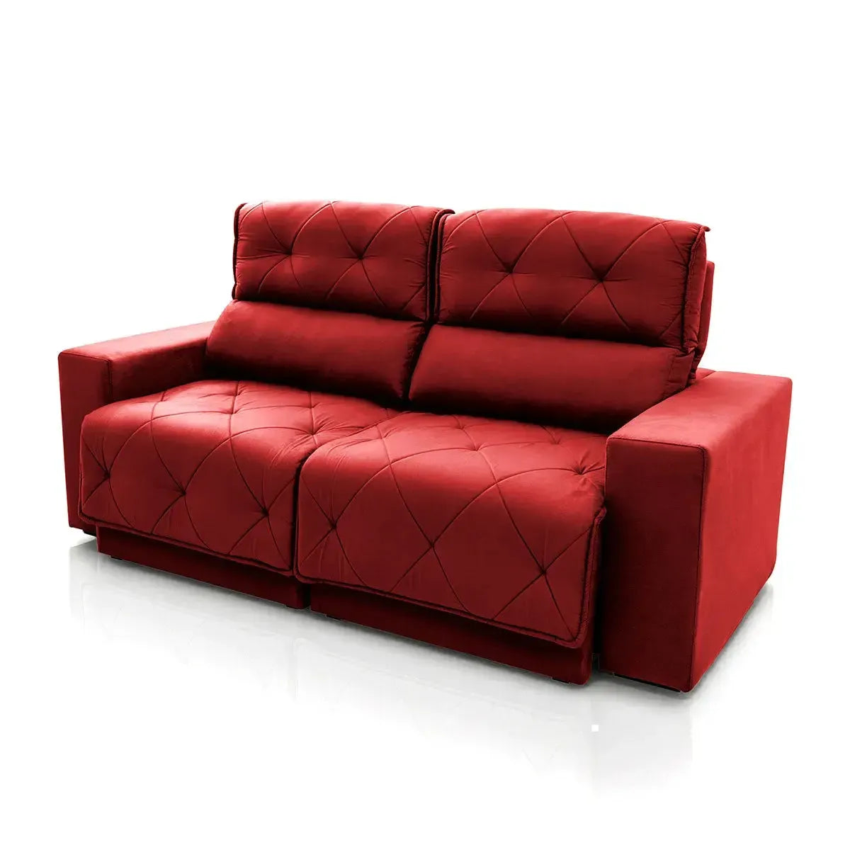 Sofá Retrátil Reclinável Belga 1,80m Suede Velut Vermelho Molas no Assento