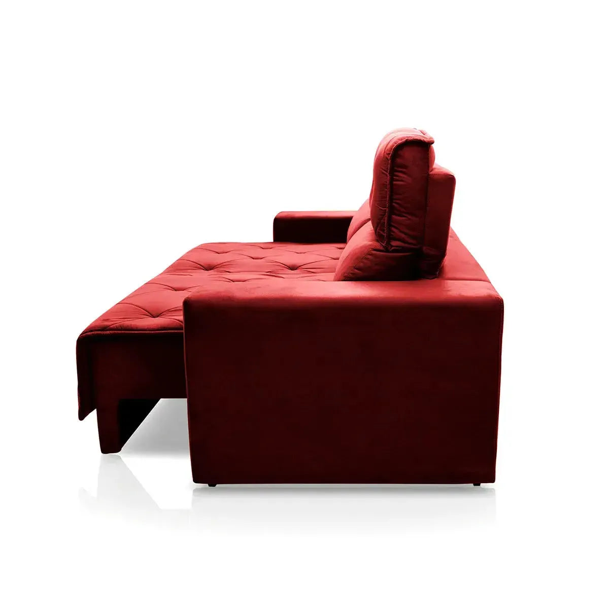 Sofá Retrátil Reclinável Belga 1,80m Suede Velut Vermelho Molas no Assento
