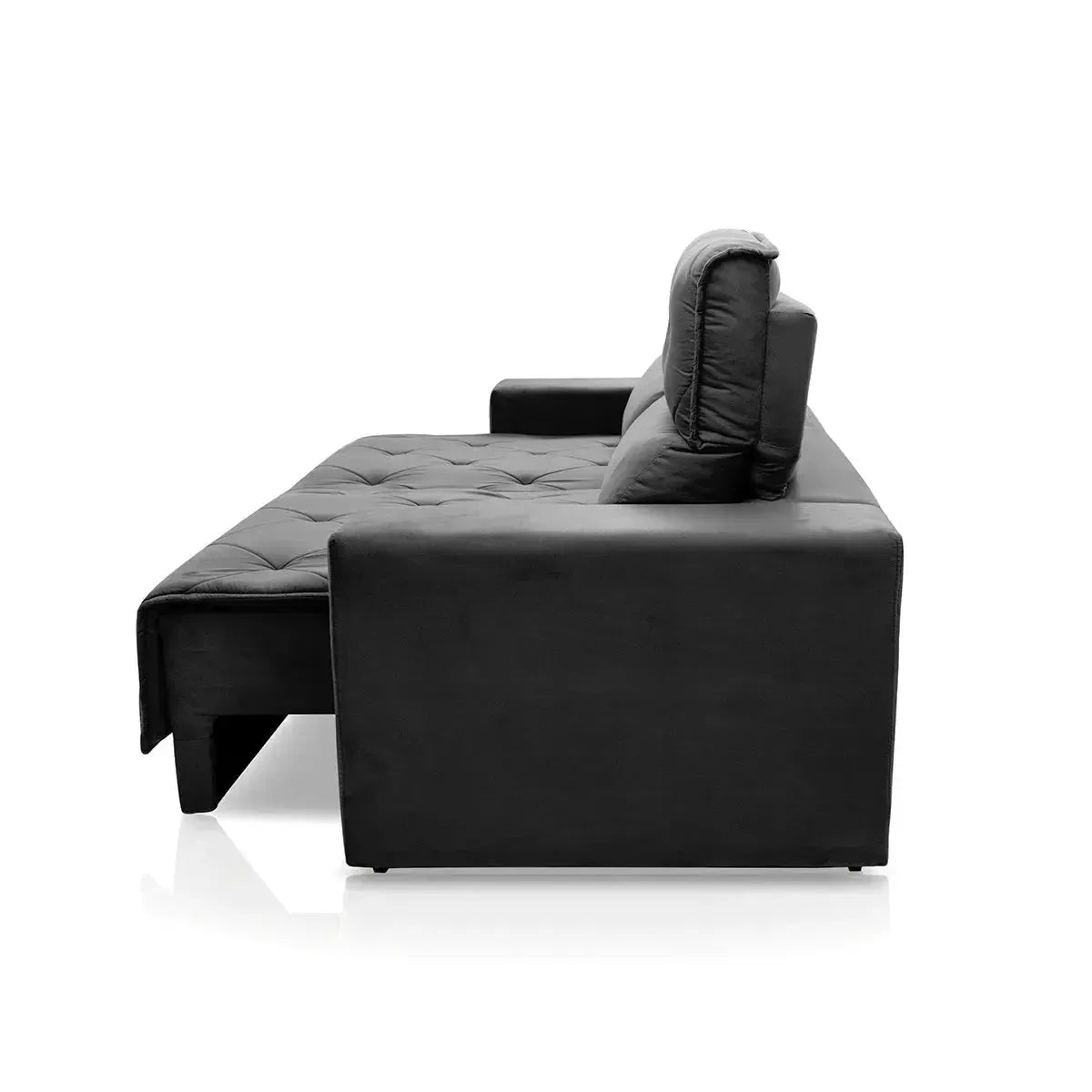 Sofá Retrátil Reclinável Belga 2,00m Suede Velut Cinza Molas no Assento