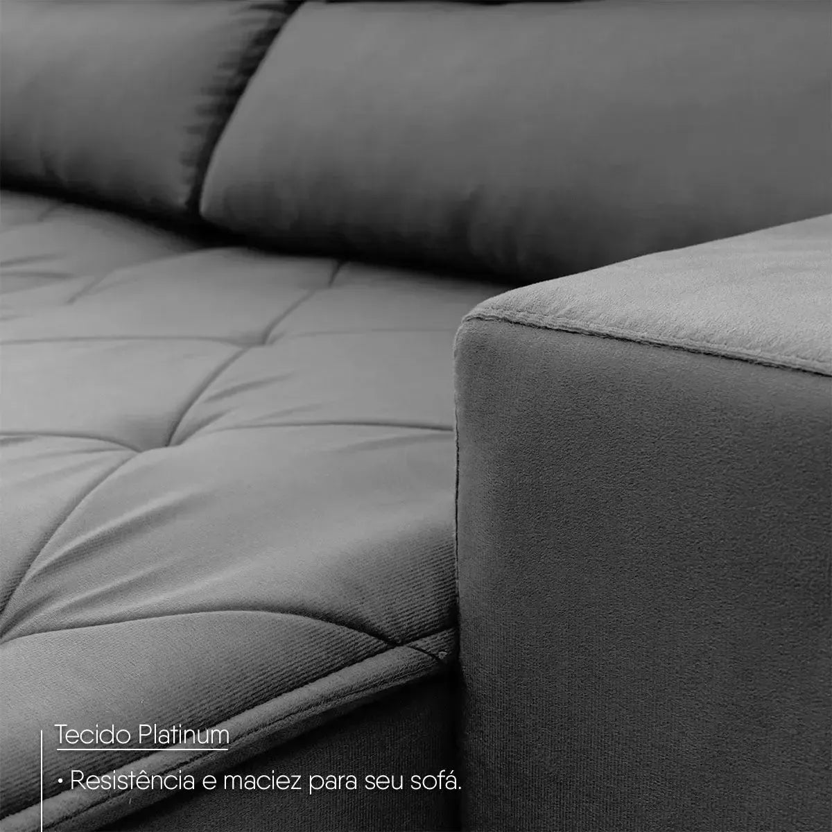 Sofá Retrátil Reclinável Belga 2,00m Suede Velut Cinza Molas no Assento