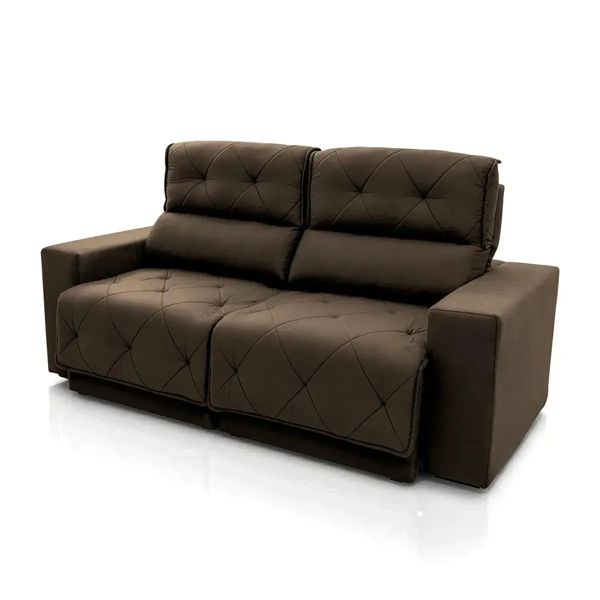 Sofá Retrátil Reclinável Belga 2,00m Suede Velut Marrom Molas no Assento
