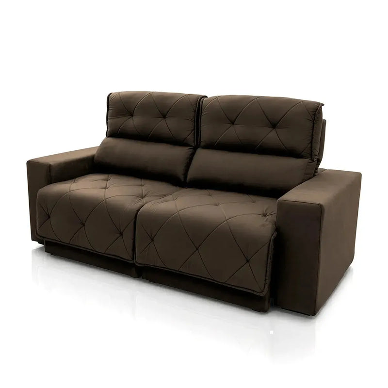 Sofá Retrátil Reclinável Belga 2,00m Suede Velut Marrom Molas no Assento