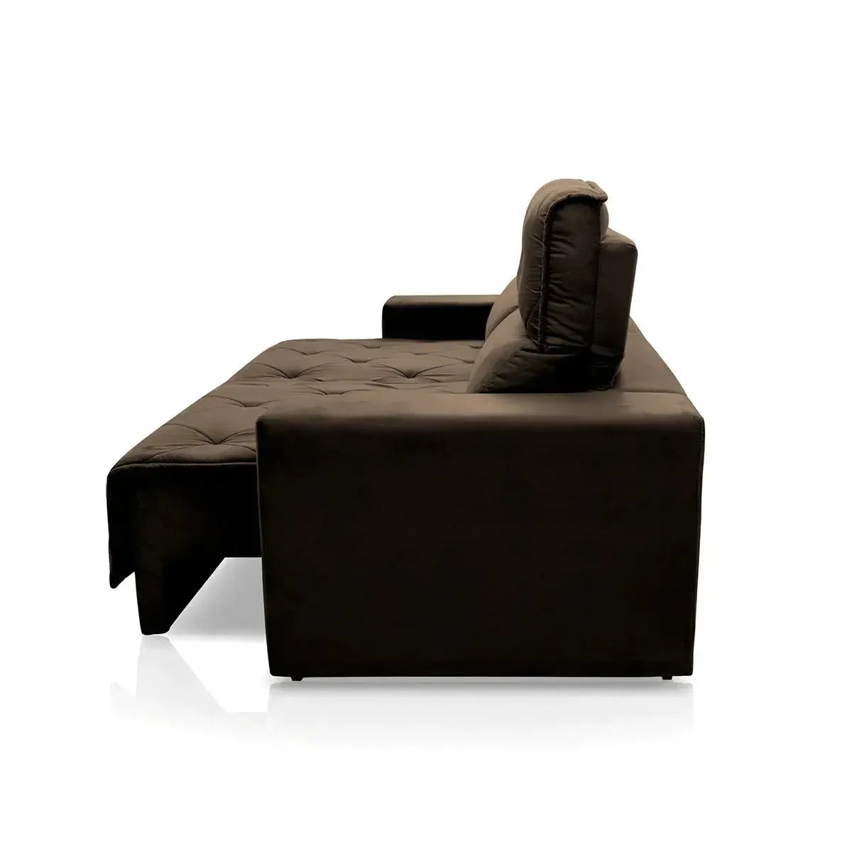 Sofá Retrátil Reclinável Belga 2,00m Suede Velut Marrom Molas no Assento