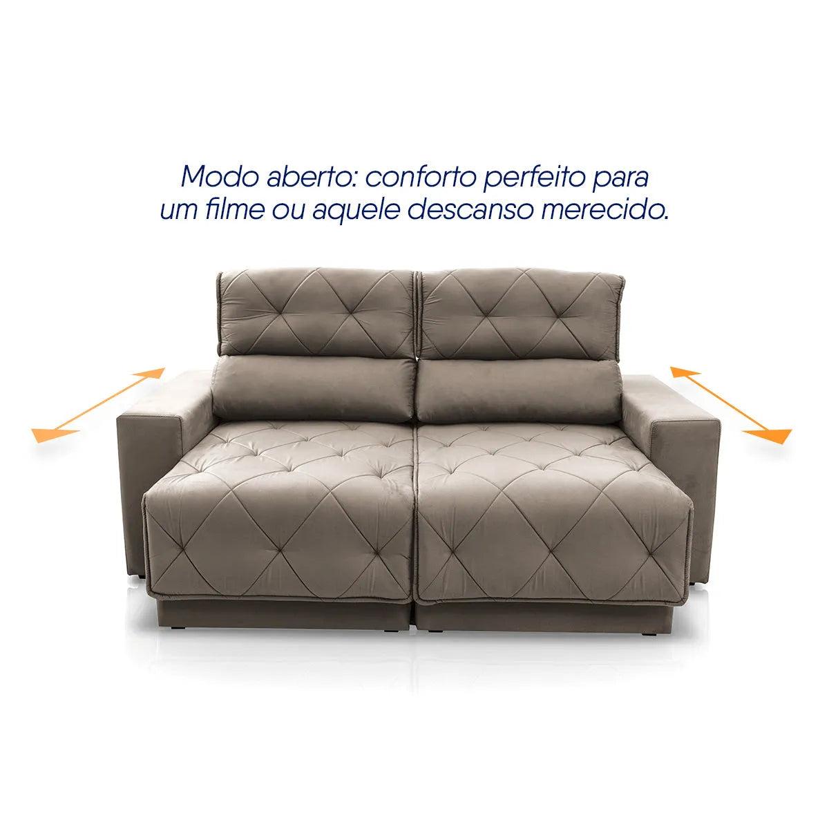 Sofá Retrátil Reclinável Belga 2,00m Suede Velut Tabaco Molas no Assento