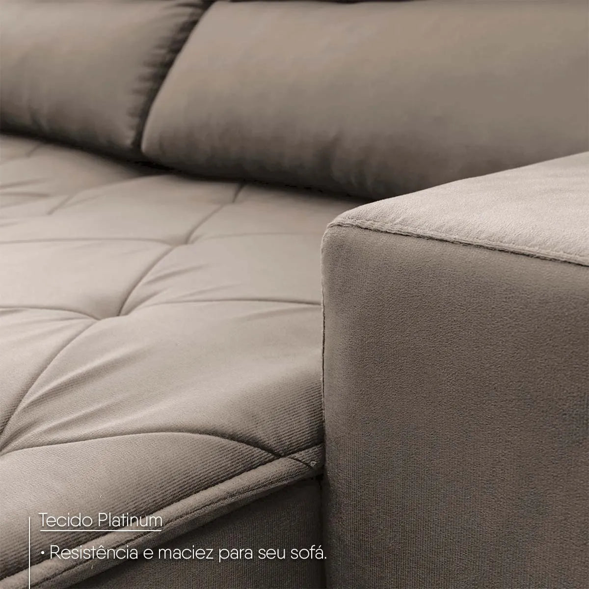 Sofá Retrátil Reclinável Belga 2,00m Suede Velut Marrom Claro Molas no Assento