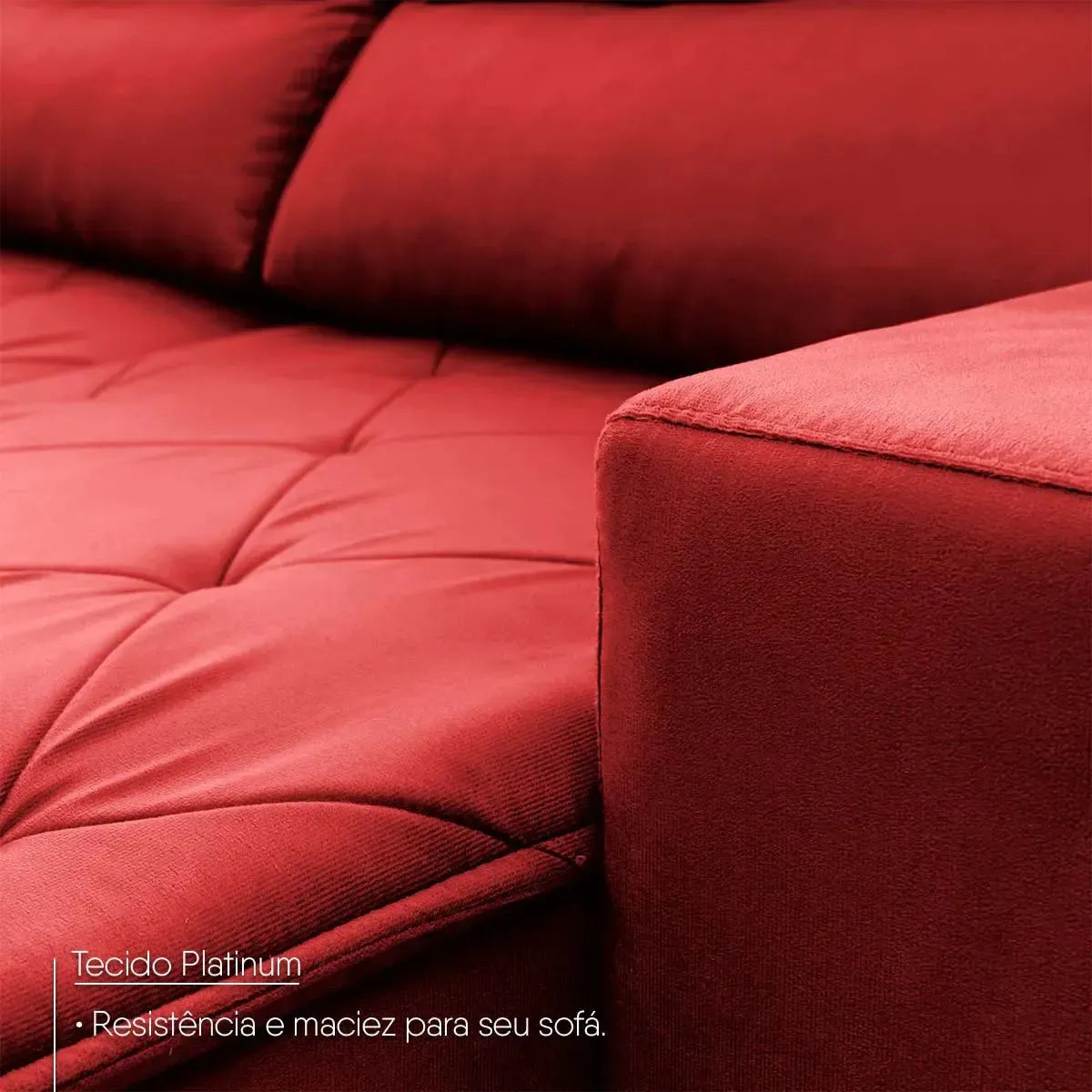 Sofá Retrátil Reclinável Belga 2,00m Suede Velut Vermelho Molas no Assento