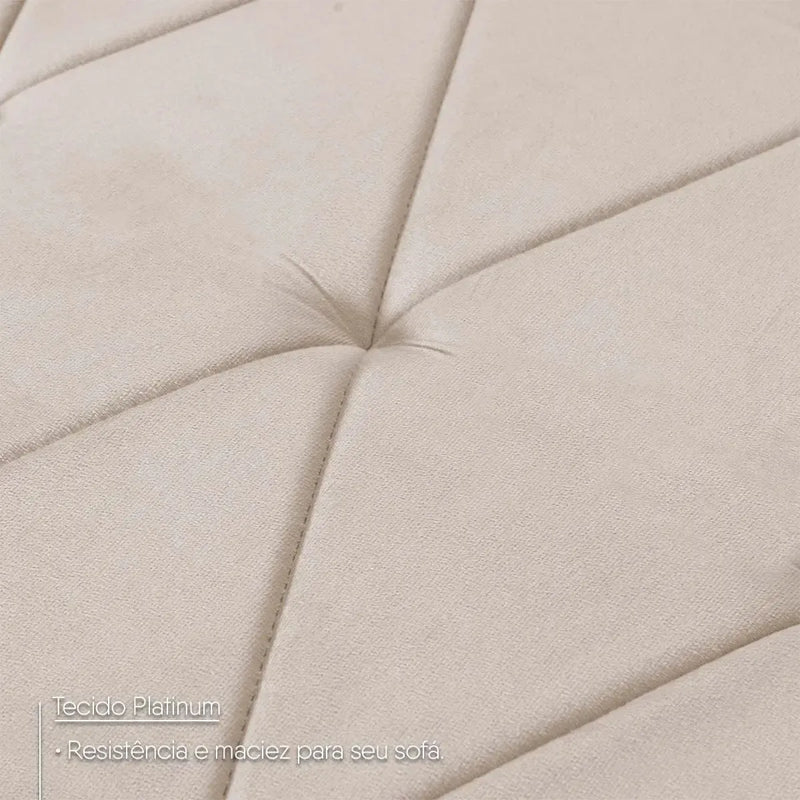 Sofá Retrátil Reclinável Europa 1,80m Suede Velut Bege Com Molas