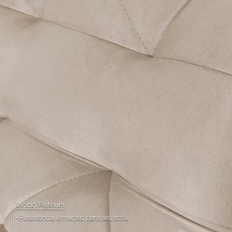 Sofá Retrátil Reclinável Europa 1,80m Suede Velut Bege Com Molas