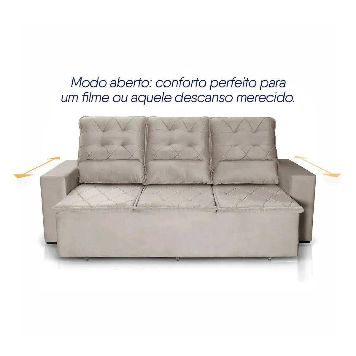 Sofá Retrátil Reclinável Europa 1,80m Suede Velut Tabaco Com Molas