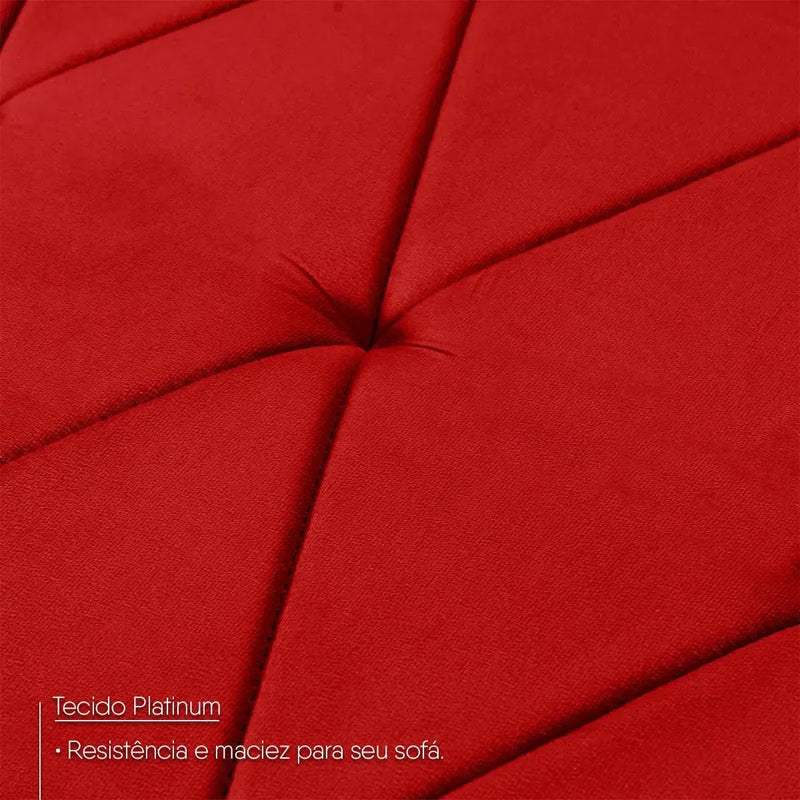 Sofá Retrátil Reclinável Europa 1,80m Suede Velut Vermelho Com Molas