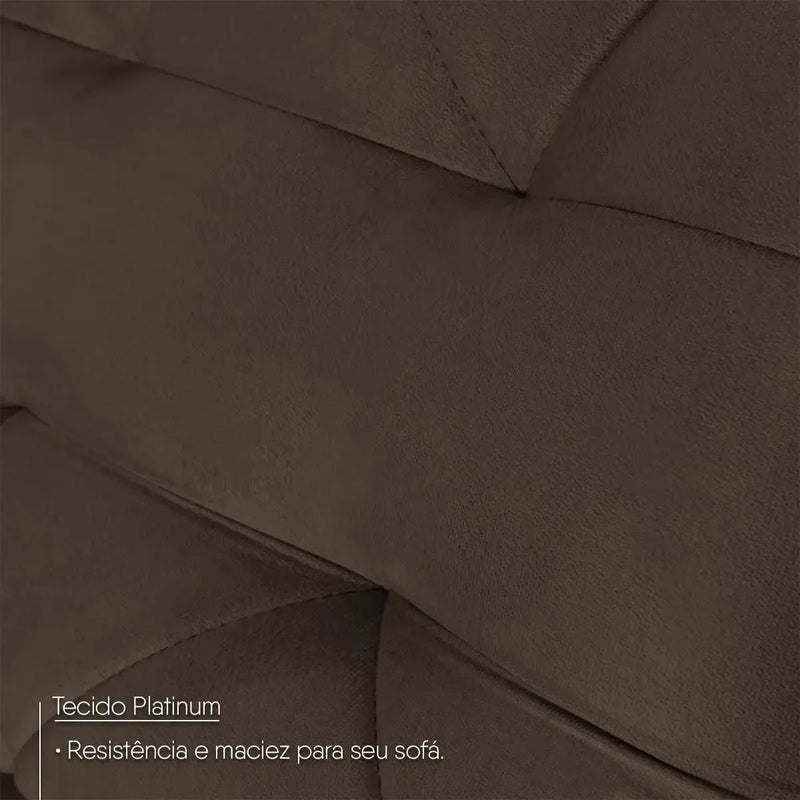 Sofá Retrátil Reclinável Europa 2,00m Suede Velut Marrom Molas Espirais