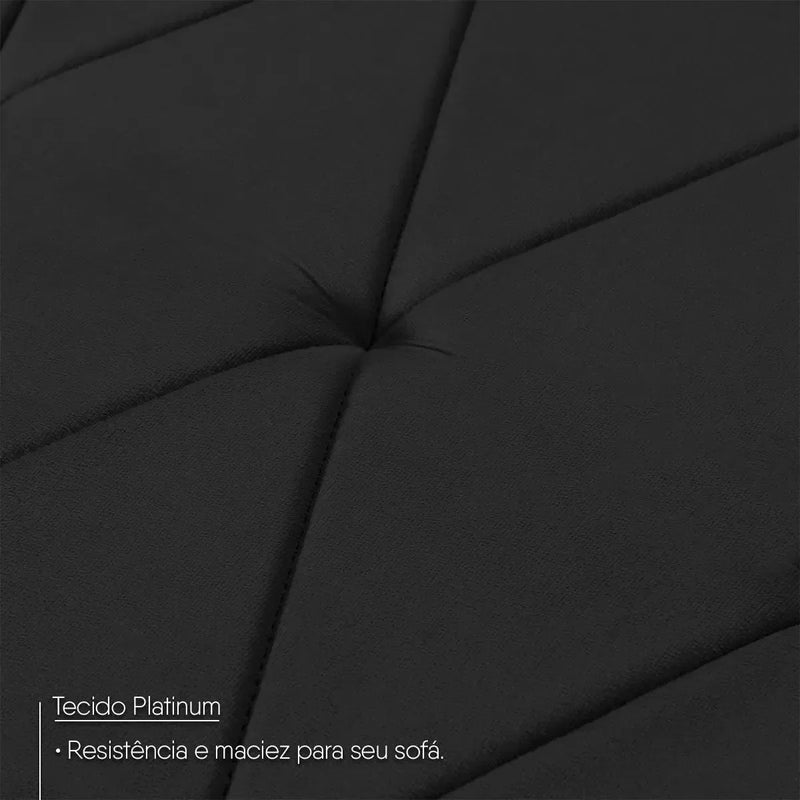 Sofá Retrátil Reclinável Europa 2,00m Suede Velut Preto Molas Espirais