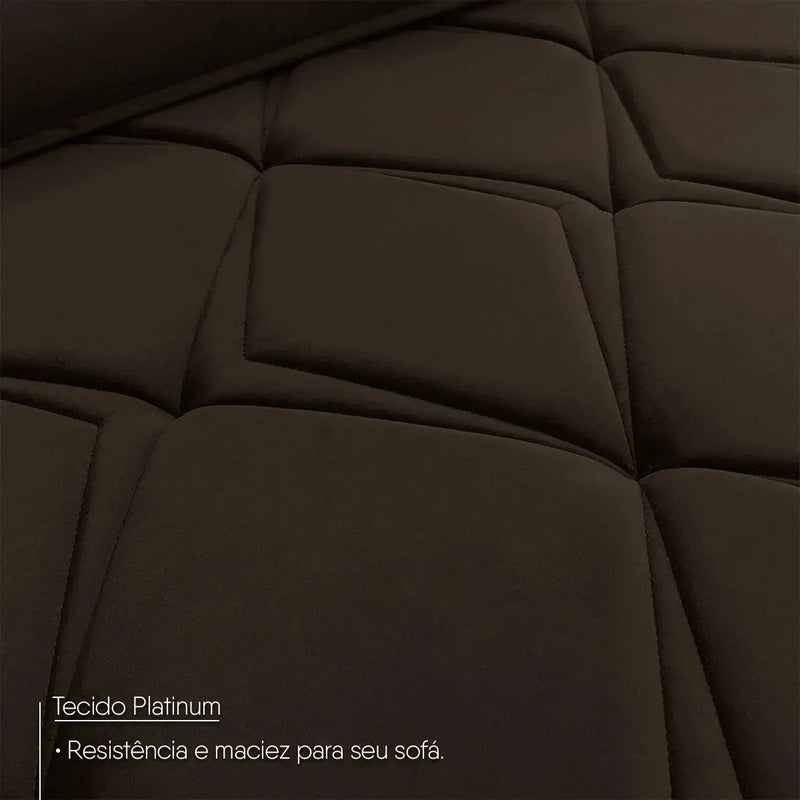 Sofá Retrátil Reclinável França 2,30m Suede Velut Marrom Molas no Assento