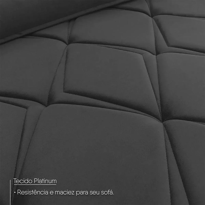 Sofá Retrátil Reclinável França 2,70m Suede Velut Cinza Molas no Assento