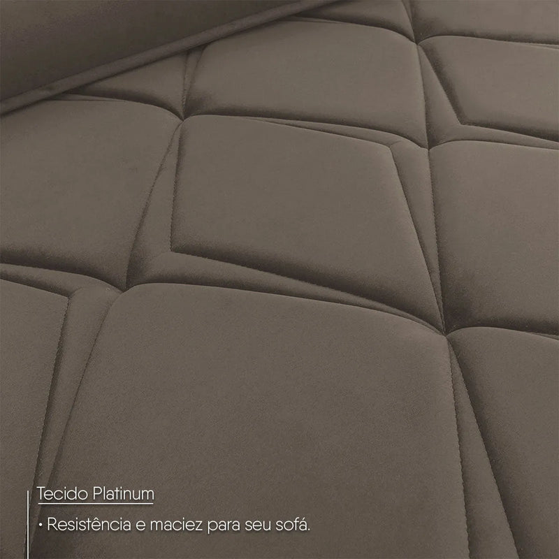 Sofá Retrátil Reclinável França 2,70m Suede Velut Tabaco Molas no Assento