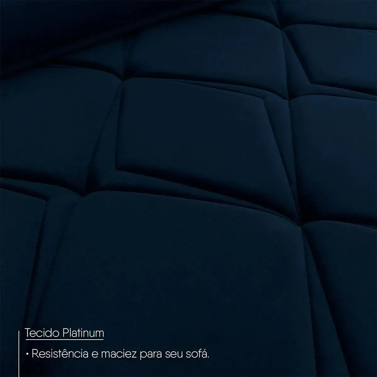 Sofá Retrátil Reclinável França 3,00m Suede Velut Azul Marinho Molas no Assento