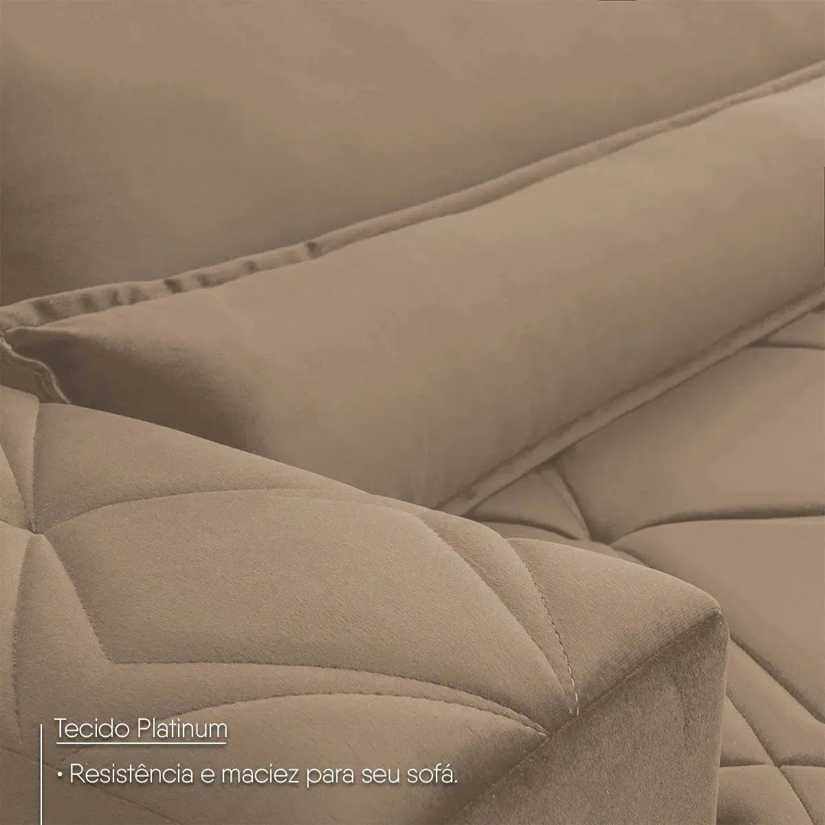 Sofá Retrátil Reclinável França 3,00m Suede Velut Bege Molas no Assento