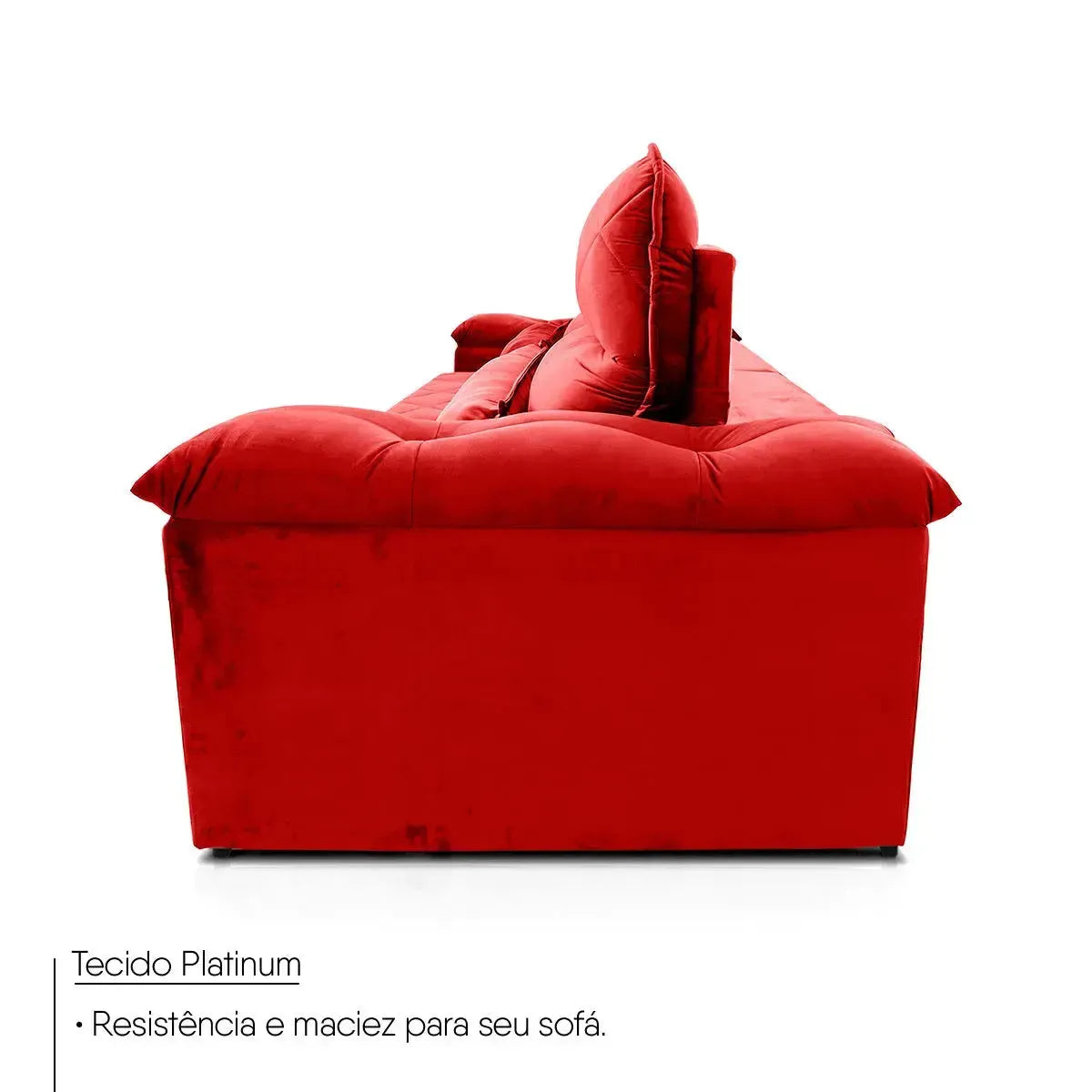 Sofá Retrátil Reclinável Grécia 2,10m Suede Velut Vermelho Molas no Assento