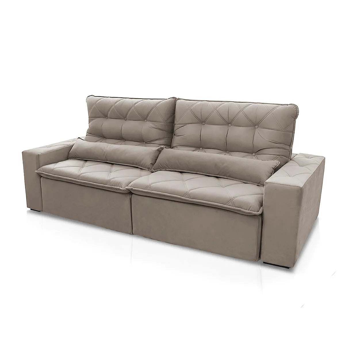 Sofá Retrátil Reclinável Islândia 2,10m Suede Velut Tabaco Molas no Assento