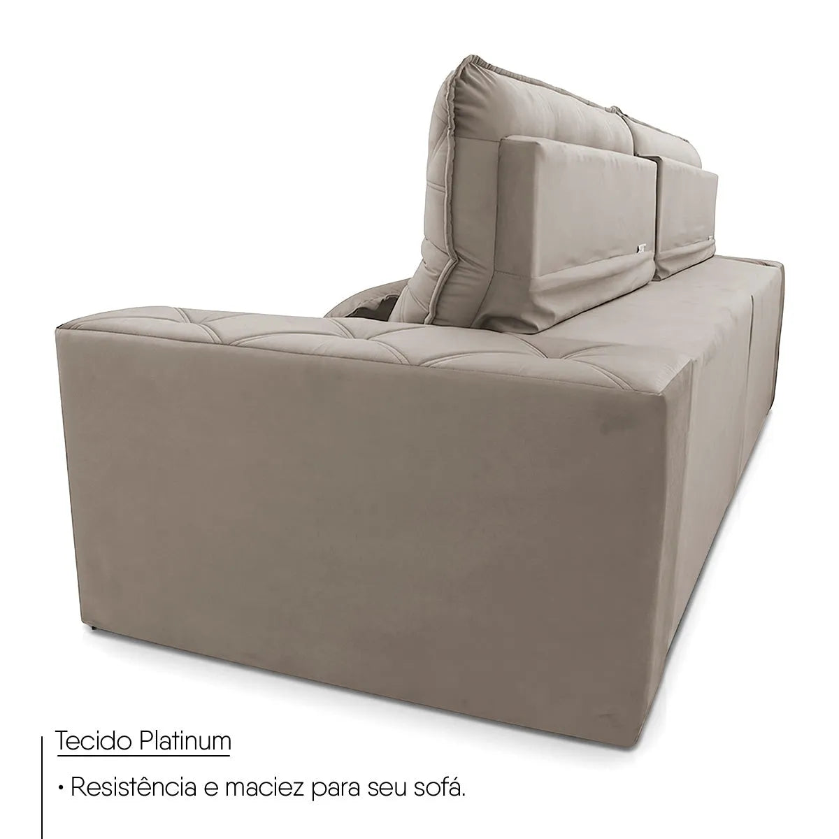 Sofá Retrátil Reclinável Islândia 2,30m Suede Velut Tabaco Molas no Assento