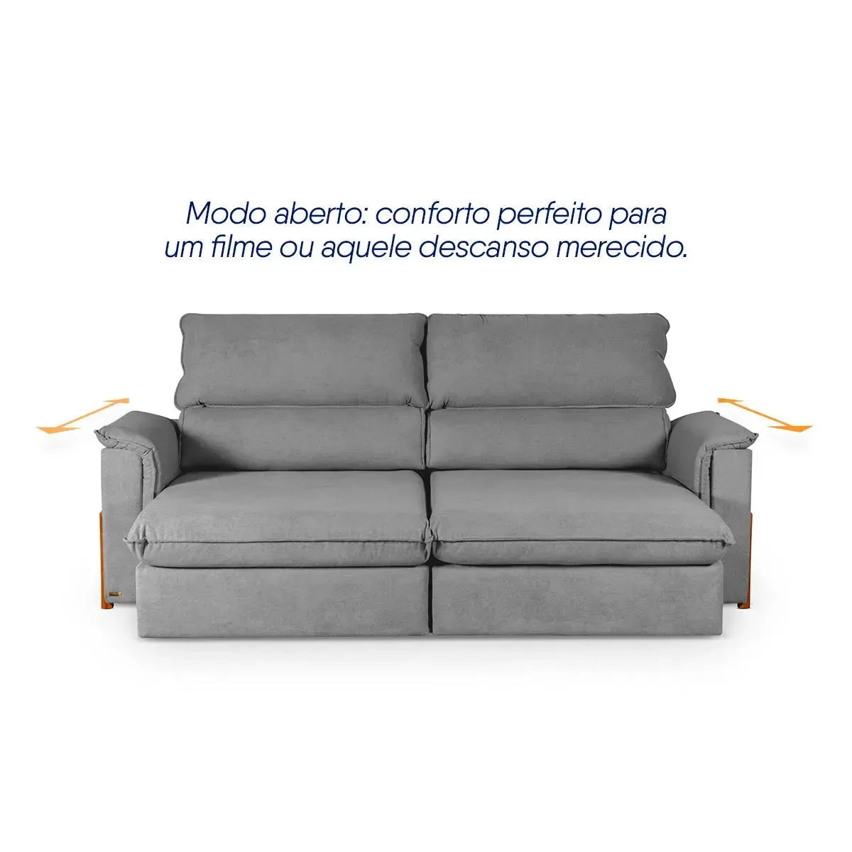 Sofá Retrátil Reclinável Linea 2,30m Cinza Duplo Molejo
