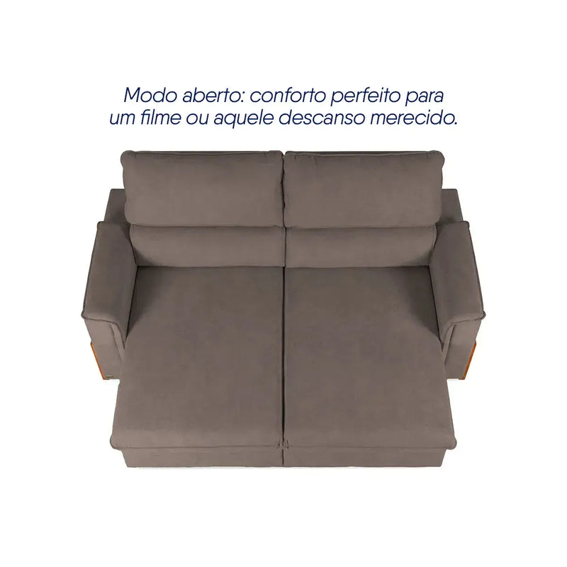 Sofá Retrátil Reclinável Linea 2,30m Marrom Duplo Molejo