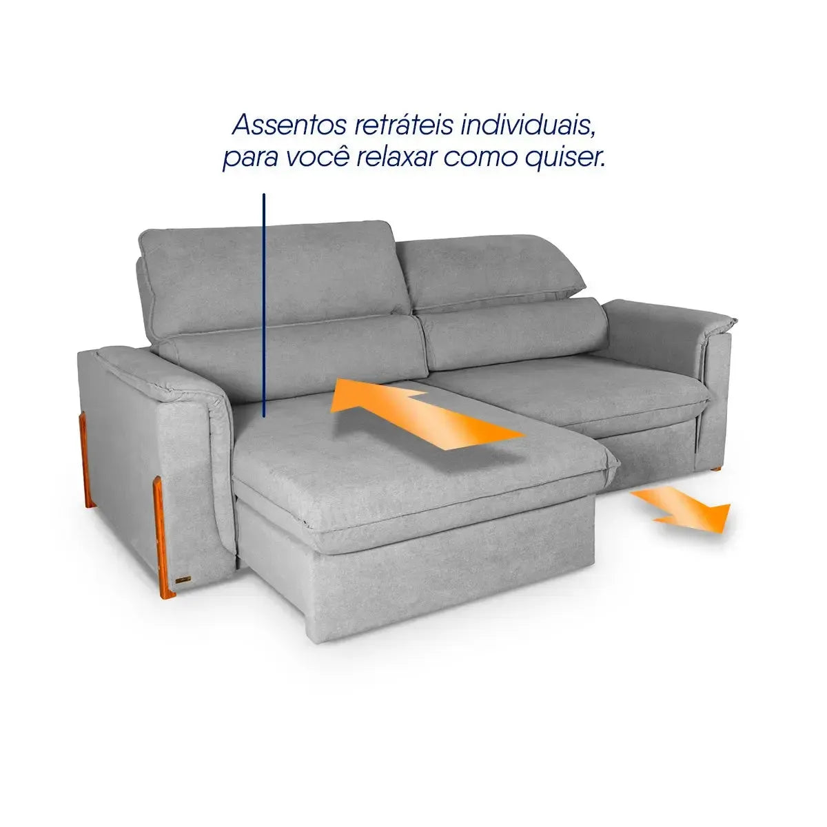 Sofá Retrátil Reclinável Linea 2,50m Cinza Duplo Molejo